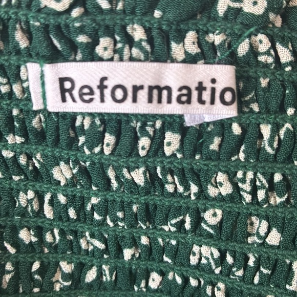 Reformation green floral pinto long sleeve smocked blouse top XS - Picture 13 of 14